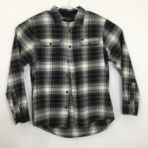 Orvis Men’s Size M Heavy Flannel Shirt Jacket With Pockets Plaid Thick Outdoor